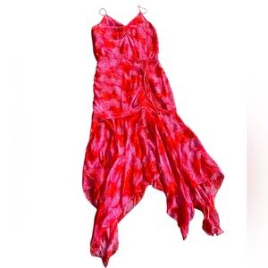 NWT-Karina Grimaldi Red and Pink Floral Jessie Print-Small